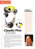 Lapidary Journal Magazine "Claudio Pino Exhibits" Facets. News and Product Innovations Lapidary Journal Magazine, June 2013, USA p.60