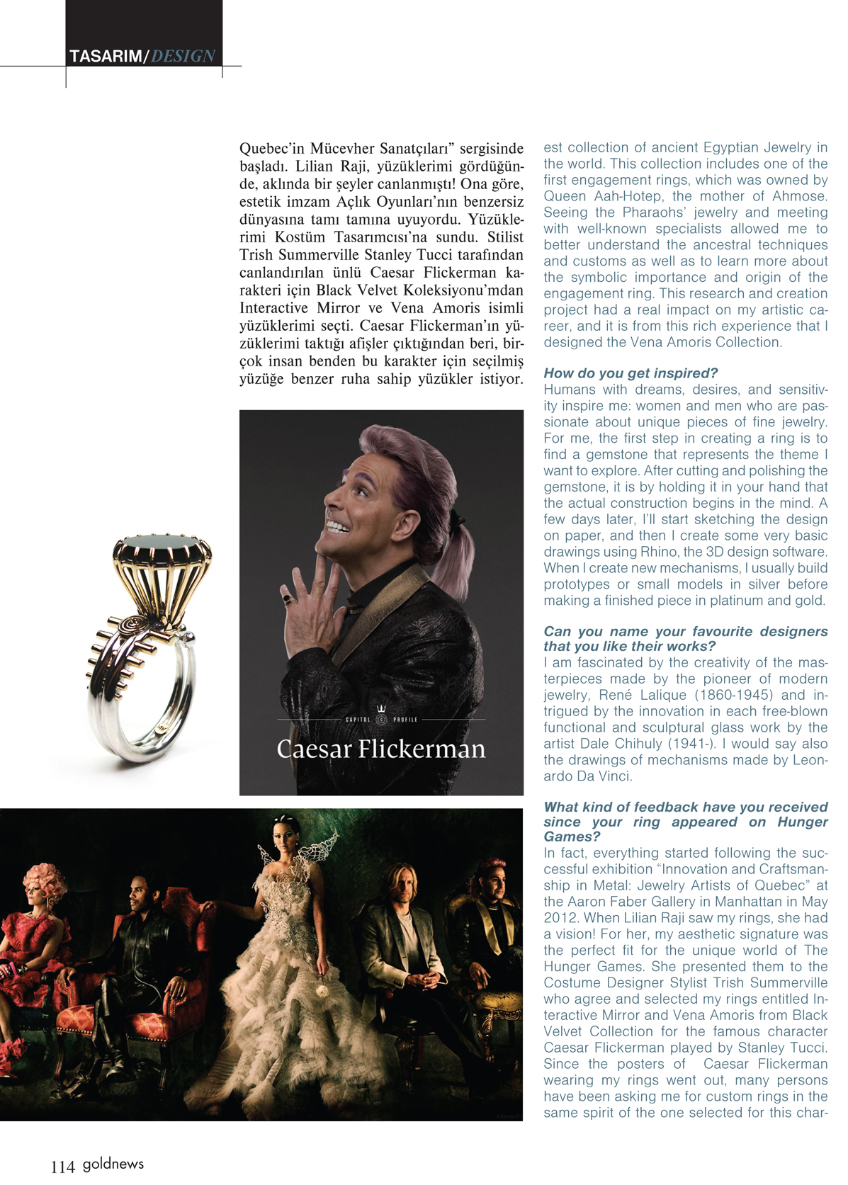 Canadian Jeweller Magazine "Claudio Pino" By Véronique Dubé Canadian Jeweller Magazine, Jan. 2014, Canada p. 55, 56